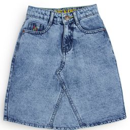 Knit N Knot Denim Woven Washed Skirt - Blue-image-88