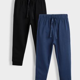 Orange Sugar 100% Cotton Knit Pack Of 2 Solid Pajamas - Black & Royal Blue-image-65