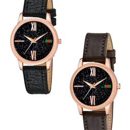 Miss Perfect Women Pack of 2 Embellished Leather Straps Analogue Watch Cvv375-picture-23