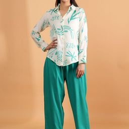 BAESD Floral Printed Shirt Collar Long Sleeves Shirt With Trousers-picture-23