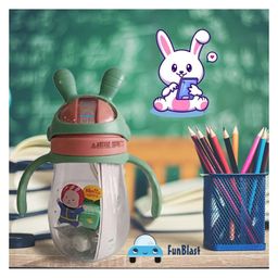 FunBlast Tritan Water Bottle with Straw & Adjustable Strap Green  350 ml image 2