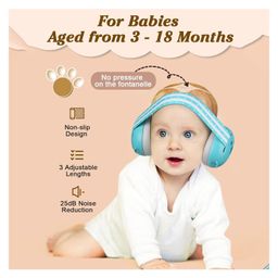BAYBEE 2 in 1 Noise Cancellation Ear Muffs for Kids | Infant Ear Protector for Babies with 3 Adjustable Lengths & 25db Noise Reduction | Snug Fit Baby Earpads for Sleeping with Silicone Strap (Blue) image 2