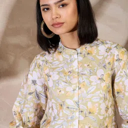 ANJIR Floral Printed Mandarin Collar Shirt Style Top-image-3