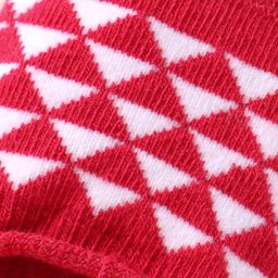 Mustang Knitted No Show Socks with Geometric Print - Red image 3