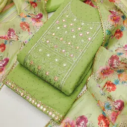 Riti Floral Embroidered Mirror Work Unstitched Dress Material-image-64