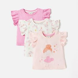 Juniors by Babyshop Girls Set of 3 Print Cap Sleeve Cotton Top-image-13