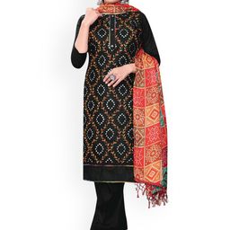 HERE&NOW Floral Embroidered Mirror Work Unstitched Dress Material-image-57