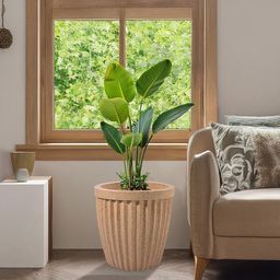 Kuber Industries Brown Textured Roto Mould Flower Planter-40