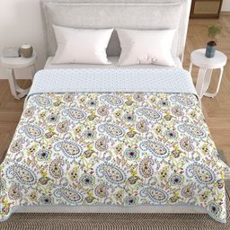HOME AFFAIRS White & Blue Ethnic Motifs Printed AC Room 210 GSM Cotton Double Bed Dohar-image-67
