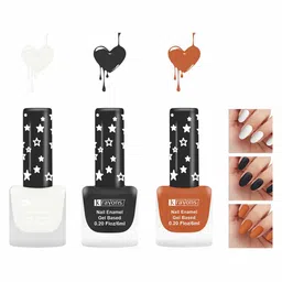 krayons Set Of 3 Gel Based Matte Finish Nail Enamel - Snow White+Black Magnet+Brick Orange-image-23
