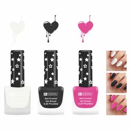 krayons Set Of 3 Gel Based Matte Finish Nail Enamel - Snow White+Black Magnet+Hot Pink-image-86