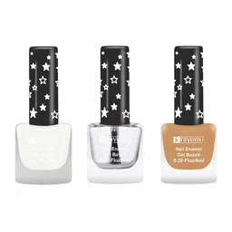 krayons Set Of 3 Gel Based Matte Finish Nail Enamel - Snow White+Golden Matte+Top Coat-image-59