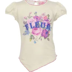 Cutecumber Kids Cream Floral Print Top-image-88