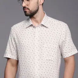 Louis Philippe Men White & Brown Classic Fit Floral Printed Pure Cotton Formal Shirt-image-37