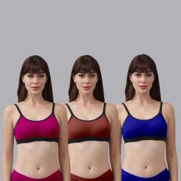 AROUSY Blue & Maroon Cotton Bra Panty Set - Pack Of 3-image-39