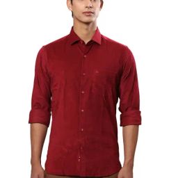 Raymond Red Contemporary Fit Texture Shirt-image-29