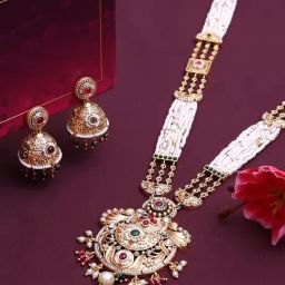 Panash Gold Plated Stone Studded & Beaded Jewellery Set-96
