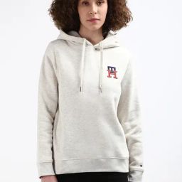TOMMY HILFIGER Grey Cotton Graphic Print Hoodie-38