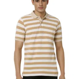 Peter England White Regular Fit Striped Polo T-Shirt-picture-45