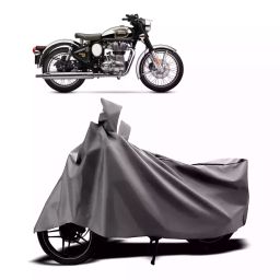 Auto Pearl Two Wheeler Cover with Bag for Royal Enfield Classic Chrome, Silver-image-67