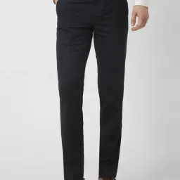 Peter England Navy Slim Fit Trousers-picture-2