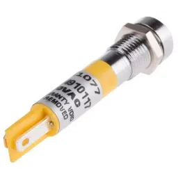 RS PRO Yellow Panel Mount Indicator 110V AC, Mounting Hole Size 8 mm, Termination Type Solder Tab, Model No 211077 image 3