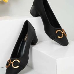 Flat N Heels Women's Black Casual Pumps-image-30
