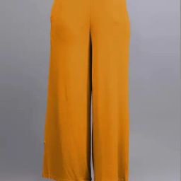 Lyra Mustard Cotton Flared Pants-image-26