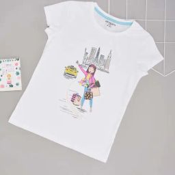 Pantaloons Junior Girls Bright White Cotton Character Based T-Shirts-image-42