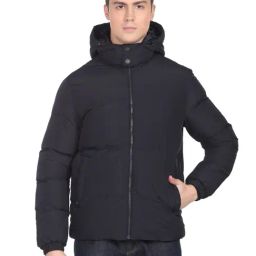 Arrow Sport Navy Regular Fit Quilted Hooded Jacket-picture-25