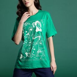 DressBerry Printed Drop-Shoulder Sleeves Pure Cotton T-shirt-image-101