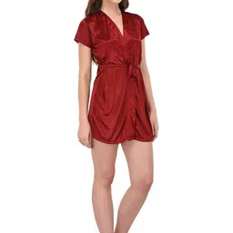 GuSo Shopee Women Maroon Net Baby Dolls-picture-14