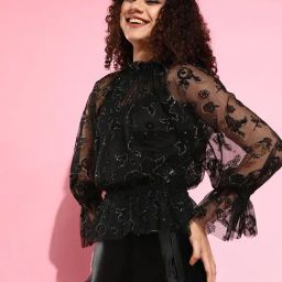 KASSUALLY Black Lace Top-image-73