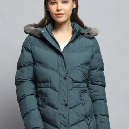 Monte Carlo Women's Green Solid Detachable Hood Full Sleeve Jacket-picture-8