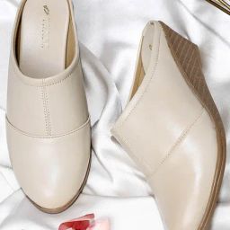 Trase Women's Cream Mule Wedges-image-79