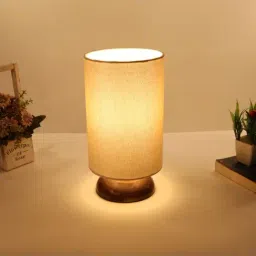Homesake White & Brown Wood E27 Antique Base Table Lamp - Set of 1-35