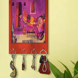 999Store Red & Pink MDF Decorative Wall Mount Key Holder - Set of 1-picture-14