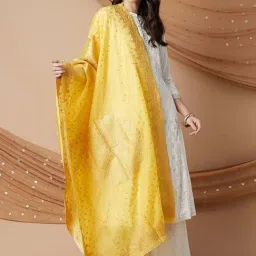 Melange by Lifestyle Yellow Plain Dupatta-picture-36