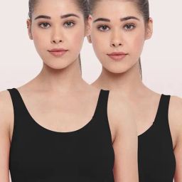 Enamor Black Non Wired Non Padded Sports Bra (Pack Of 2)-image-25
