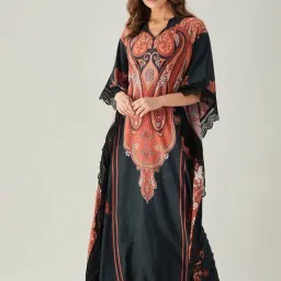 The Kaftan Company Black & Red Printed Kaftan Nighty-picture-43