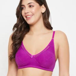 Clovia Purple Cotton Full Coverage Wireless Bra-image-29