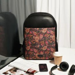 Zouk Statement Madurai Blossom Pink & Black Jute Printed Laptop Backpack - 16.9 Ltrs-image-19