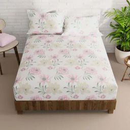 Bianca La-vogue Pink & White Microfibre 152 TC Extra Smooth Double Size Bed Sheet with Pillow Cover-image-46