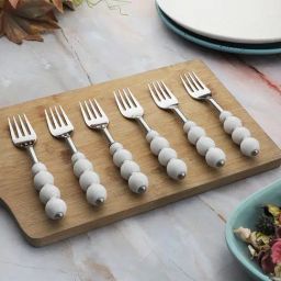 VarEesha White Steel Forks - Set of 6-image-80
