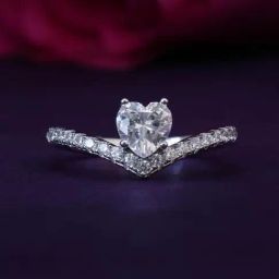 925 Silver 1 Carat Heart American Diamond Wishbone Solitaire Ring for Women & Girls-image-3