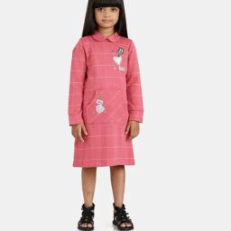 Peppermint Kids Rust Chequered Full Sleeves Dress-image-41