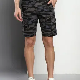 Dennis Lingo Grey  Slim Fit Camouflage Shorts-image-86