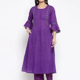 DART STUDIO Purple Cotton Embroidered A Line Kurta-62