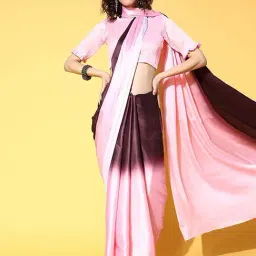 Blissta Pink Printed Saree With Unstitched Blouse-picture-14