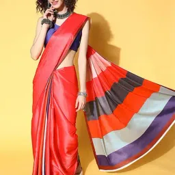 Blissta Red Printed Saree With Unstitched Blouse-picture-14